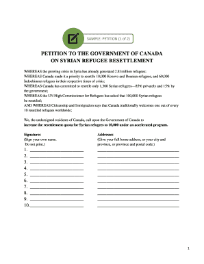 Petition to the Government of Canada on Syrian Refugee Resettlement