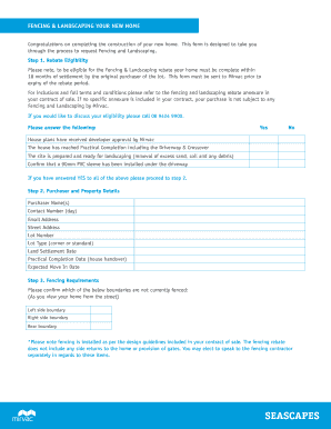 Fencing and Landscaping Rebate Application