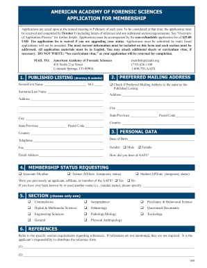 American Academy of Forensic Sciences Membership Application