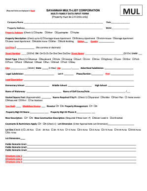 Multi-Family Data Input Form