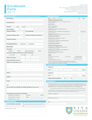 Viva College Enrolment Form
