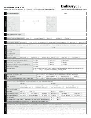 Embassy Enrolment Form 2012