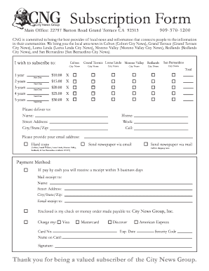 City News Subscription Form