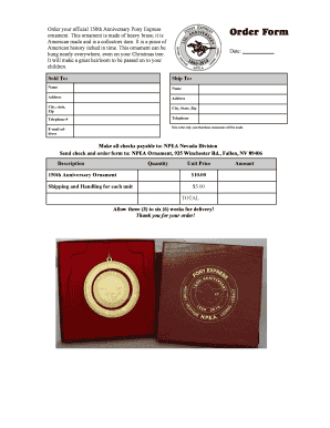 150th Anniversary Pony Express Ornament Order Form