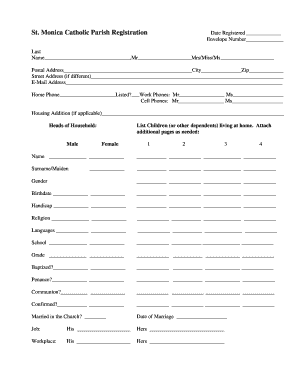 Catholic Parish Registration Form