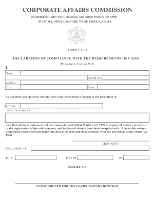 Declaration of Compliance with CAC Requirements
