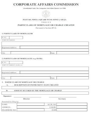 CAC 8 Mortgage or Charge Form