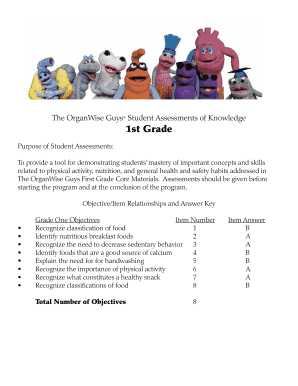 OrganWise Guys Student Knowledge Assessment
