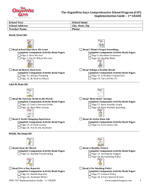 OrganWise Guys School Program Implementation Guide