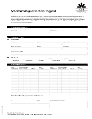 Arbeitsunfähigkeitsschein Taggeld