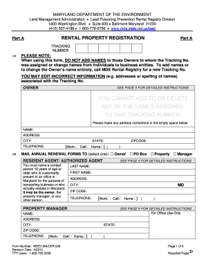 Maryland Rental Property Lead Poisoning Registration Form