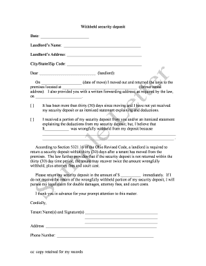Security Deposit Withholding Notice