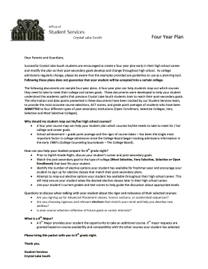 High School Four-Year Plan Template