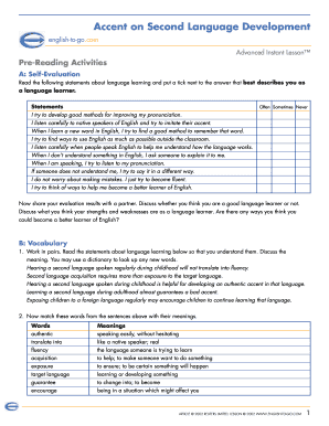 English Language Learning Self-Evaluation Form
