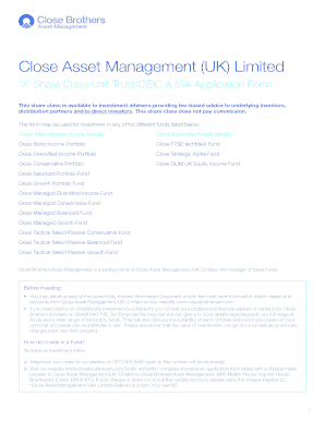 UK Unit Trust OEIC ISA Application Form