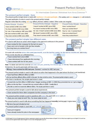 Present Perfect Simple Grammar Worksheet