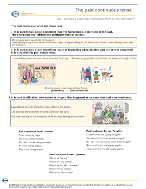 Past Continuous Tense Worksheet