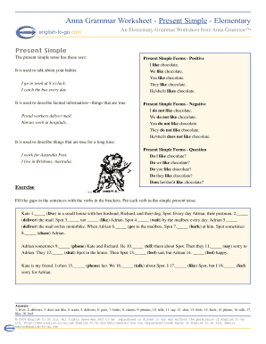 Present Simple Grammar Worksheet
