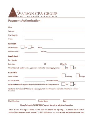 Payment Authorization Form