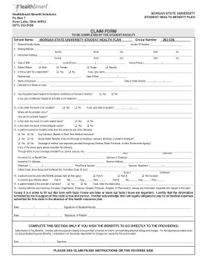 Morgan State University Student Health Claim Form