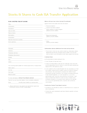 Stocks & Shares to Cash ISA Transfer Application