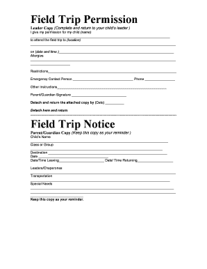 Field Trip Permission Form