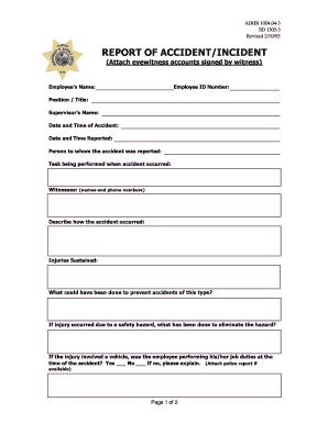 ADHR 1004.04-3 Accident Incident Report