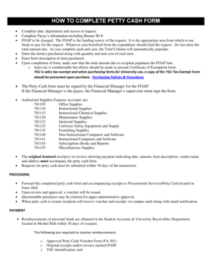 Petty Cash Reimbursement Form