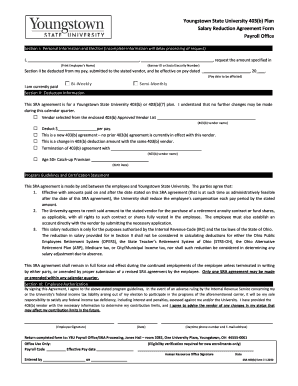 Youngstown State University 403(b) Salary Reduction Agreement