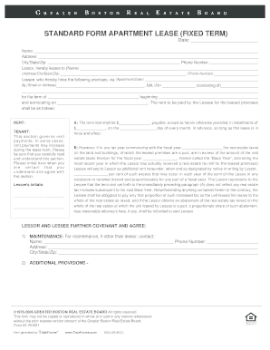 Standard Form Apartment Lease Fixed Term