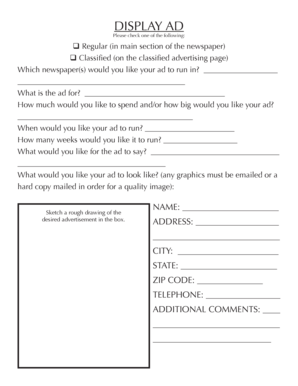 Newspaper Advertisement Order Form