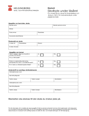 School Transfer Application Form