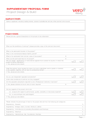 Supplementary Proposal Form for Project Design & Build