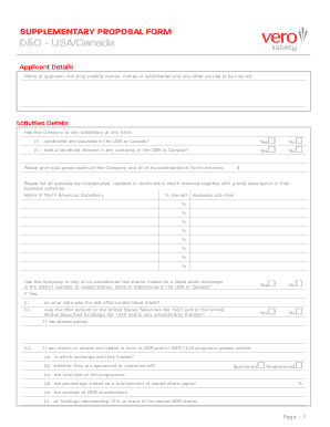 D&O Supplementary Proposal Form