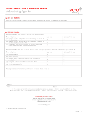 Supplementary Proposal Form for Advertising Agents