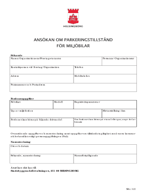 Swedish Environmental Vehicle Parking Permit Application