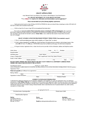 Our Military Kids Grant Application