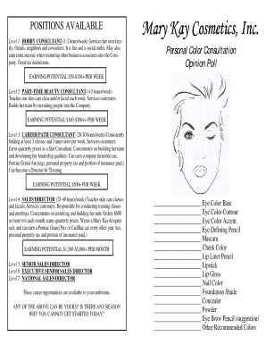 Mary Kay Beauty Consultant Opportunity Form