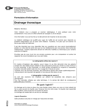 Formulaire de consentement éclairé du patient Drainage thoracique