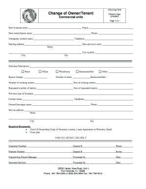 Commercial Change of Owner/Tenant Form