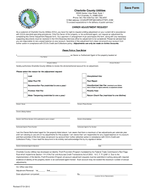 Charlotte County Utilities Owner Adjustment Request