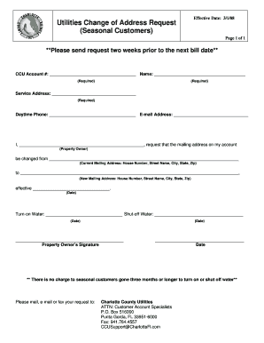 Utilities Change of Address Request