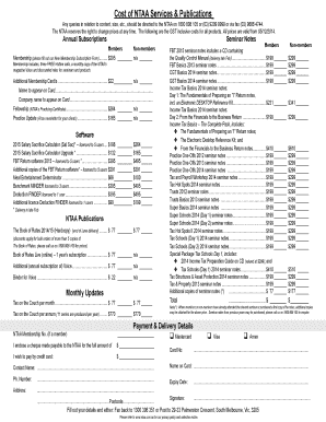 NTAA Membership and Publications Order Form