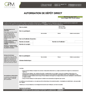 AUTORISATION DE DÉPÔT DIRECT