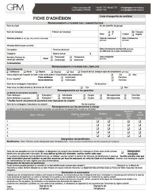 Fiche d’adhésion
