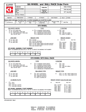 5th Wheel and Ball Race Order Form
