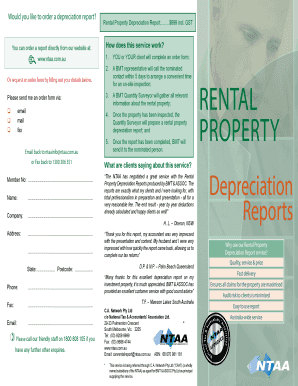 Rental Property Depreciation Report Order Form
