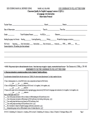 Classroom Quality for English Language Learners Observation Protocol