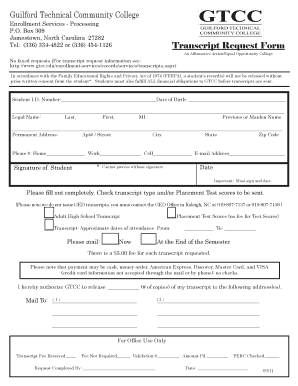 GTCC Transcript Request Form