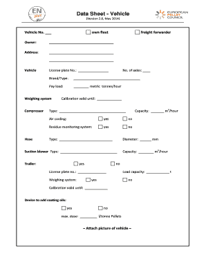 Vehicle Data Sheet
